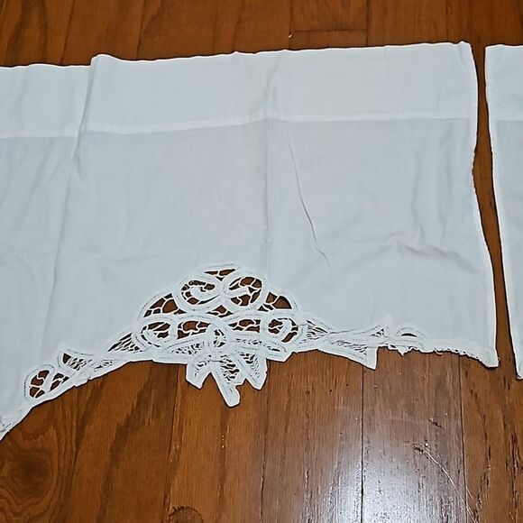 White Battenburg Lace Waterfall Curtain Drapes Cottagecore - Picture 5 of 10